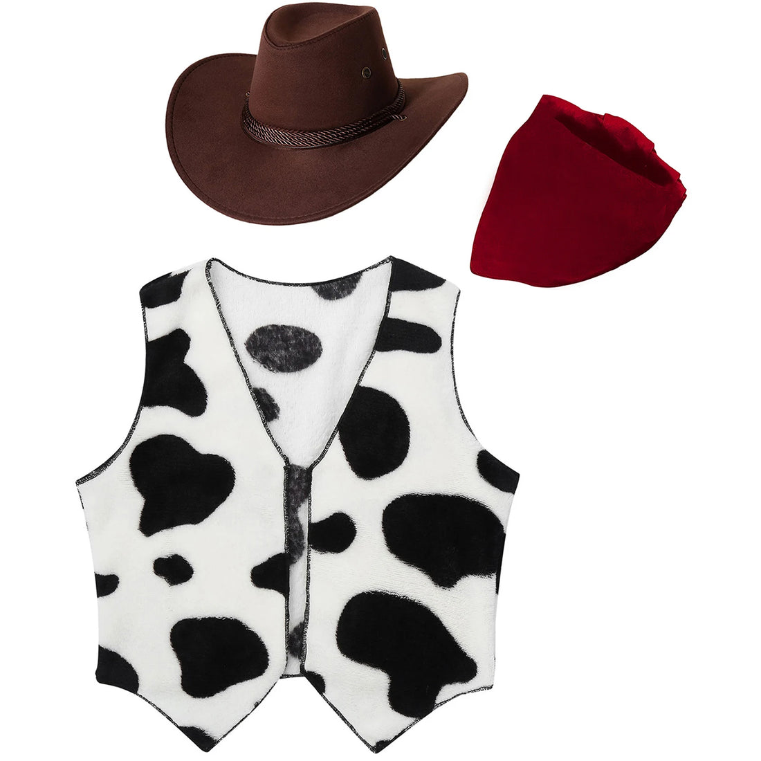 Gilet Cowboy Imprimé Vache Accessoirisé Enfant Rouge