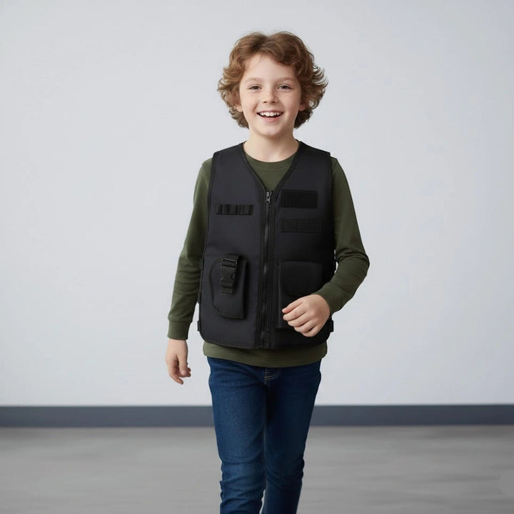 Gilet Militaire Noir Enfant.