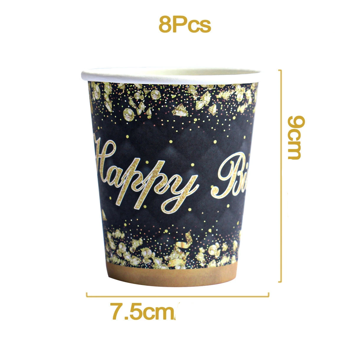 Gobelet Anniversaire Noir et Or Design