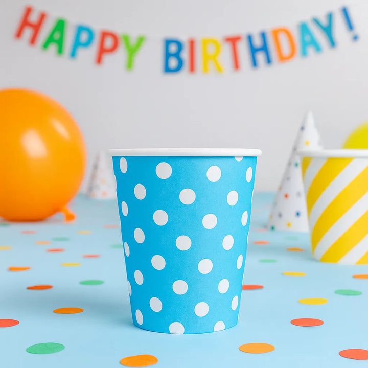 Gobelet Anniversaire à Pois Bleu