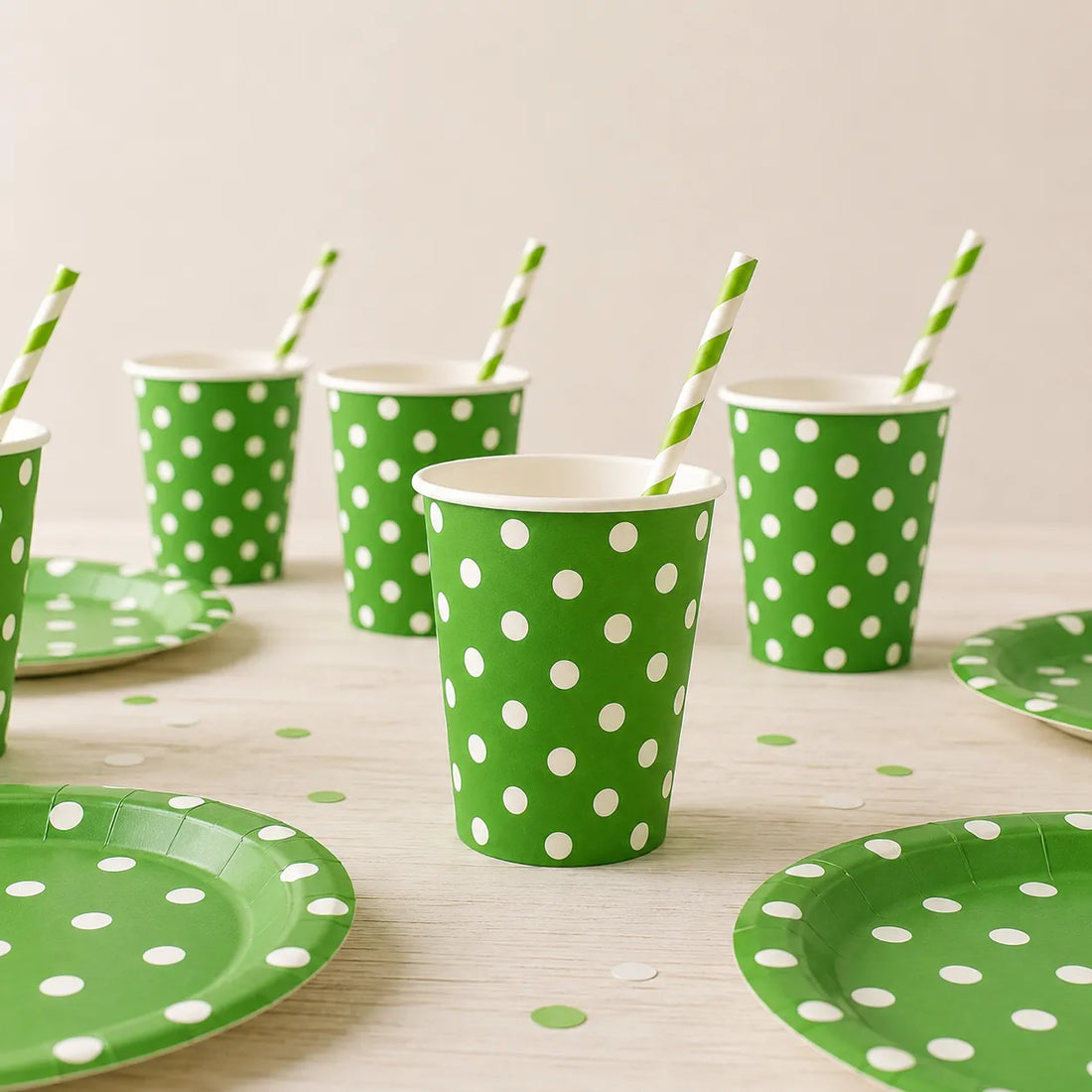 Gobelet Anniversaire à Pois Vert Blanc