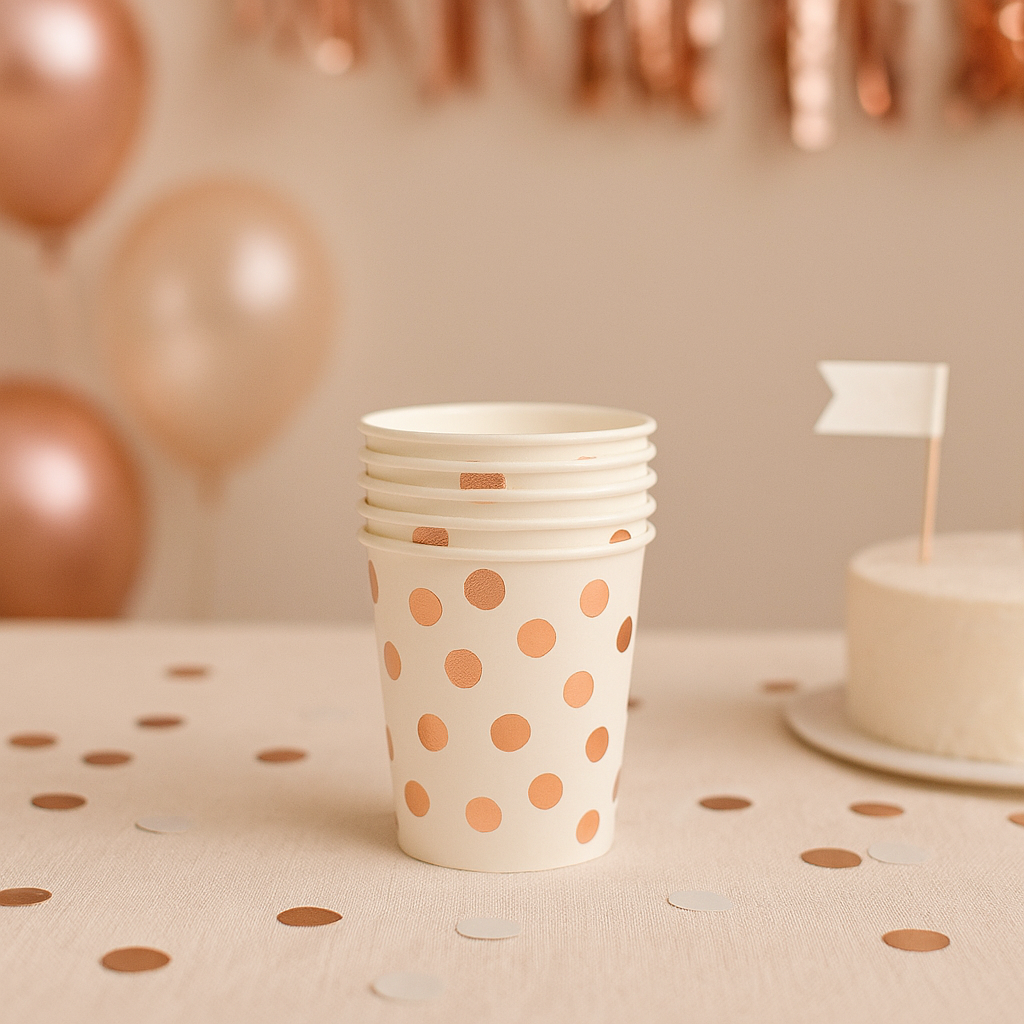 Gobelet Blanc à Pois Rose Gold