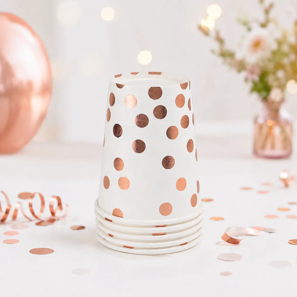 Gobelet Blanc à Pois Rose Gold Beau
