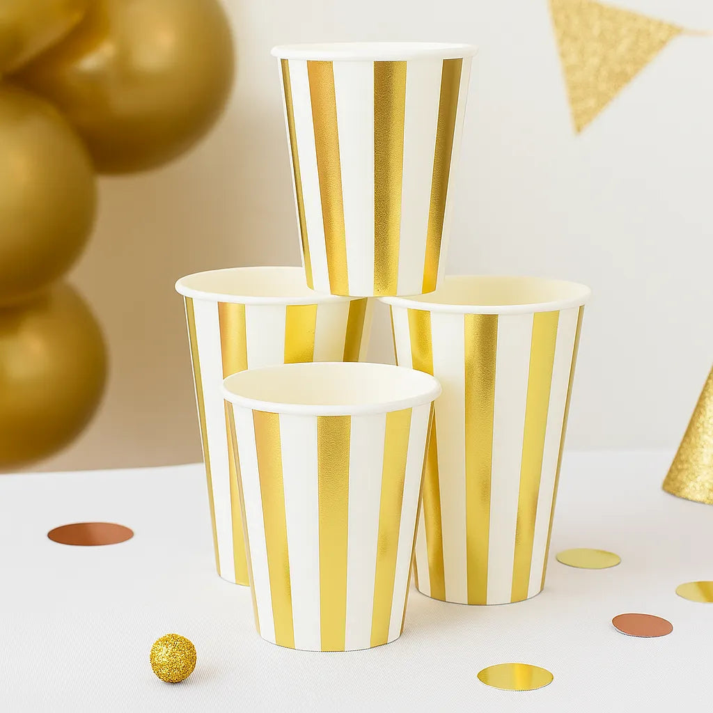 Gobelet Blanc à Rayures Dorées 1
