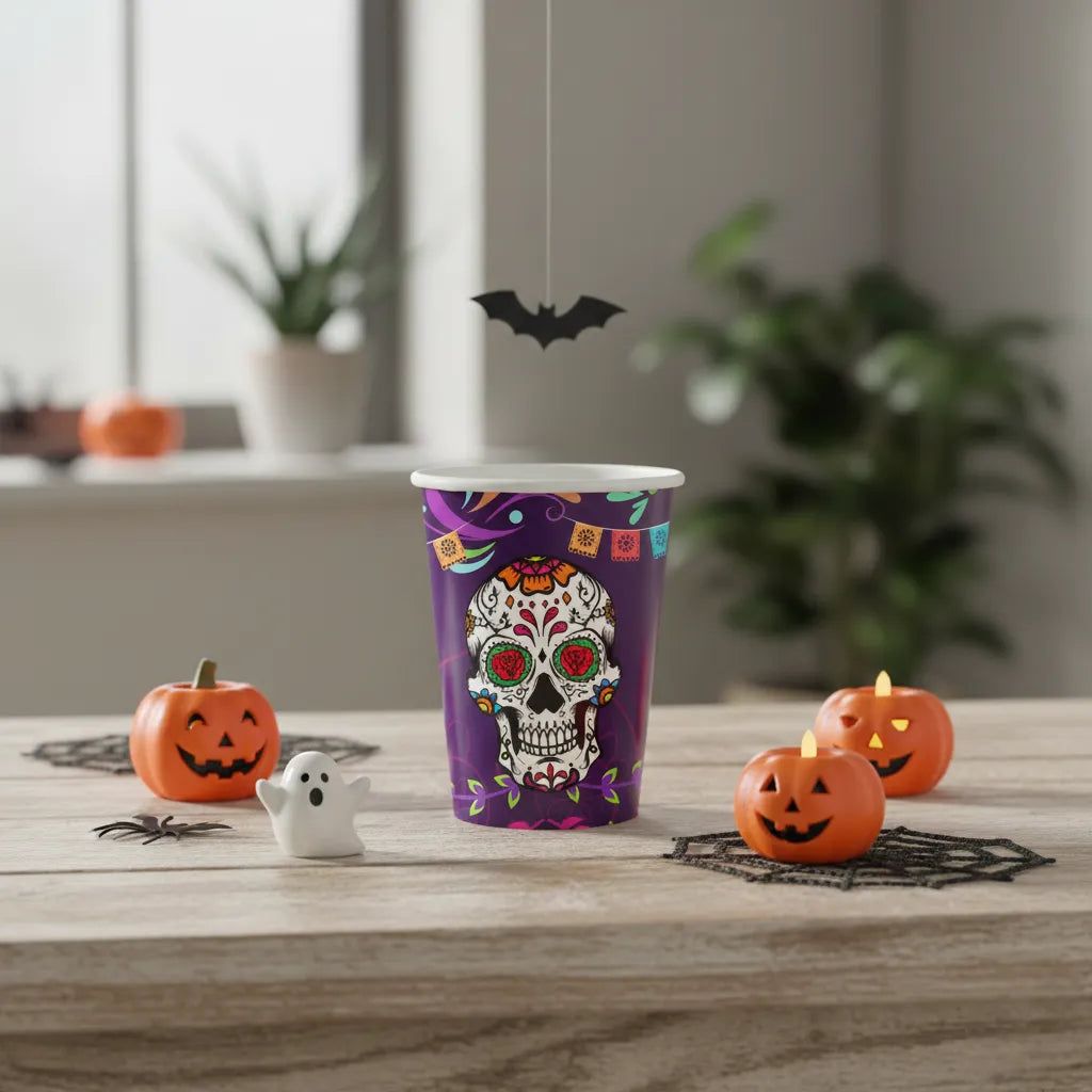 Gobelet Crâne Fleuri Halloween