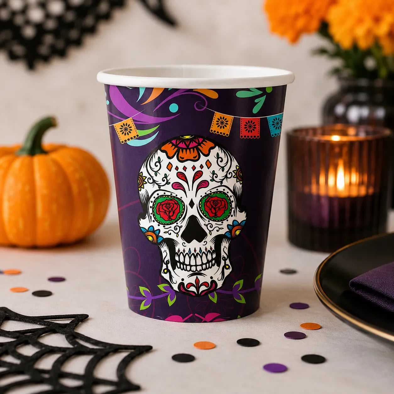 Gobelet Crâne Fleuri Halloween Original