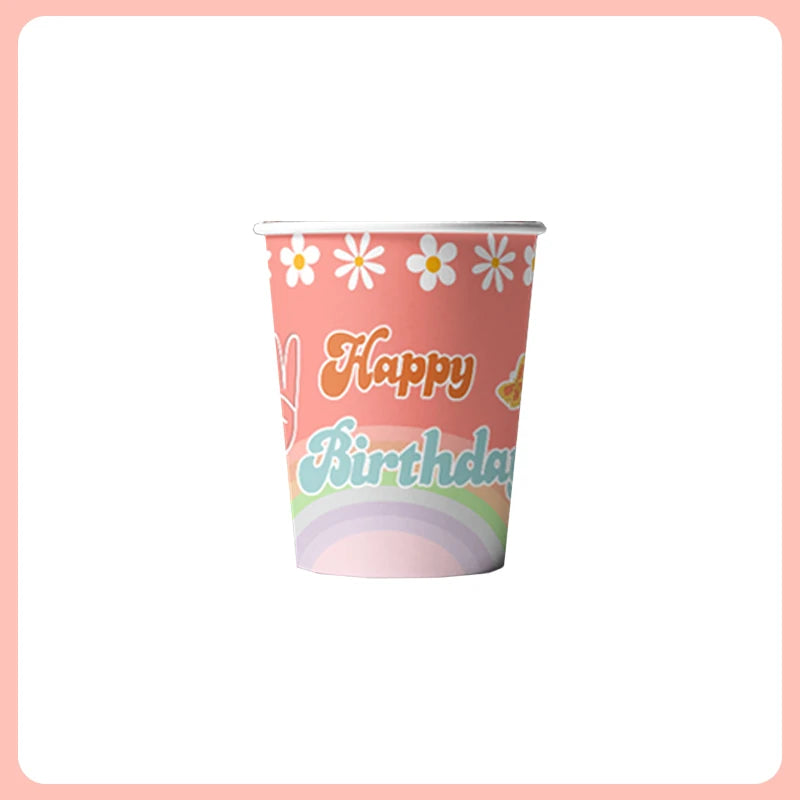 Gobelet Happy Birthday Fleuri Rose