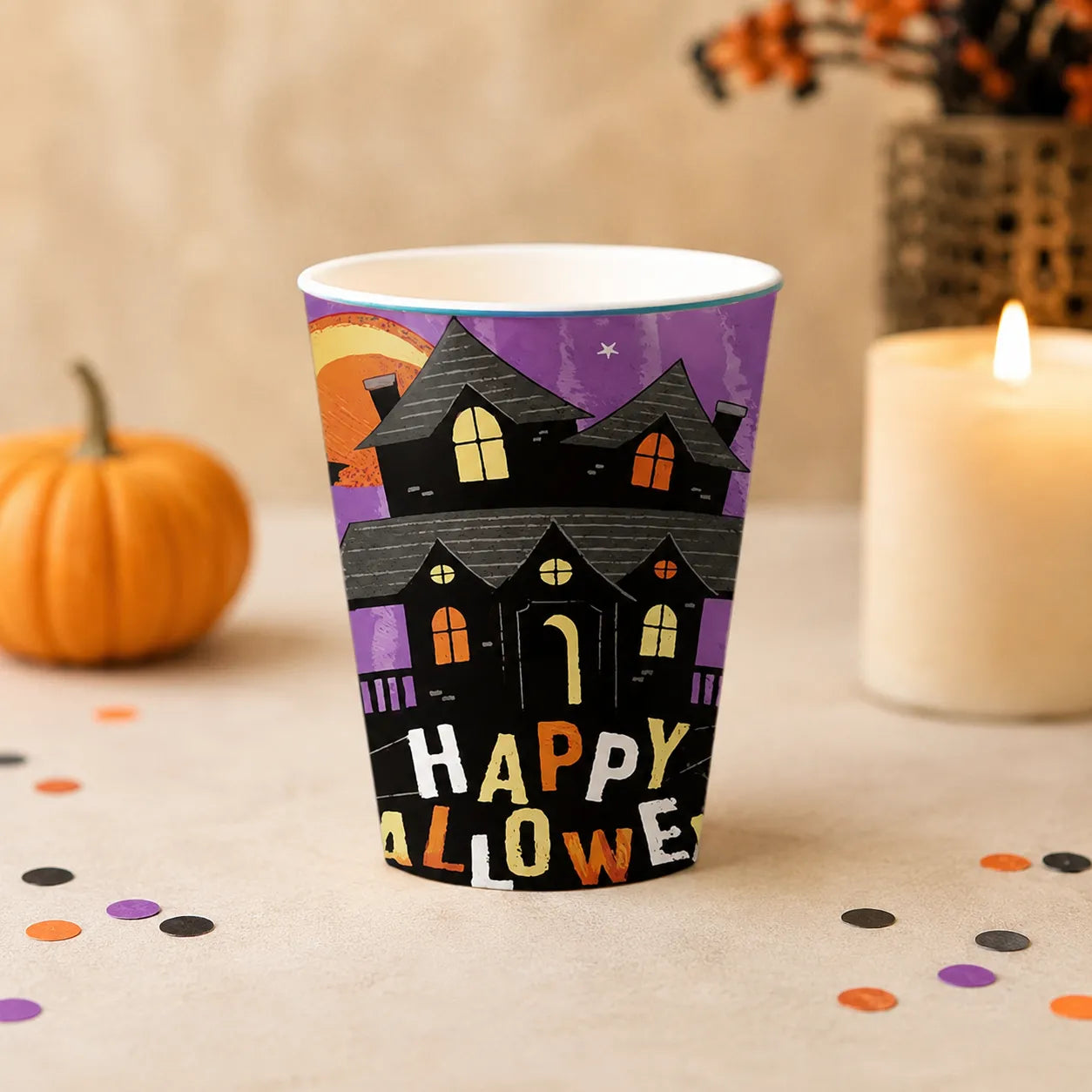 Gobelet Happy Halloween Violet Pratique