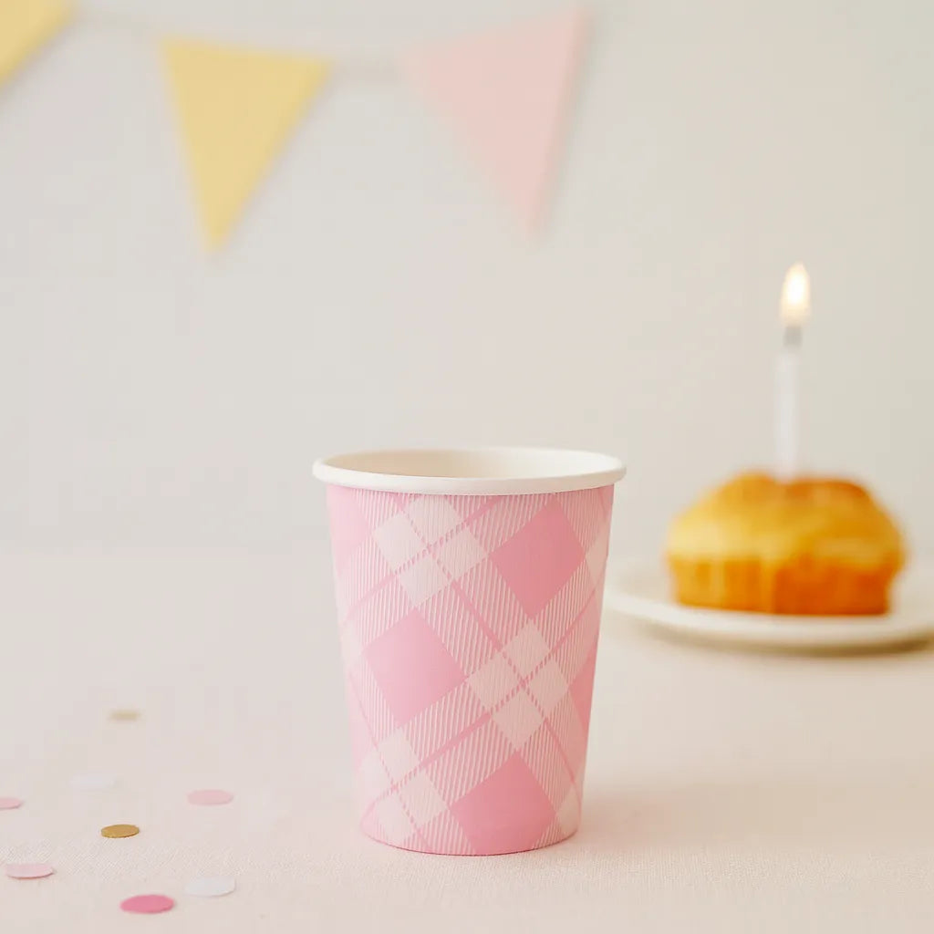 Gobelet Jetable Carreaux Rose