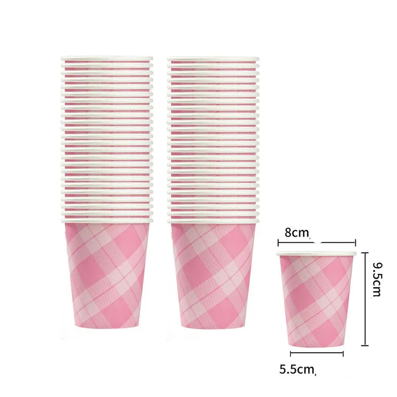 Gobelet Jetable Carreaux Rose Unique