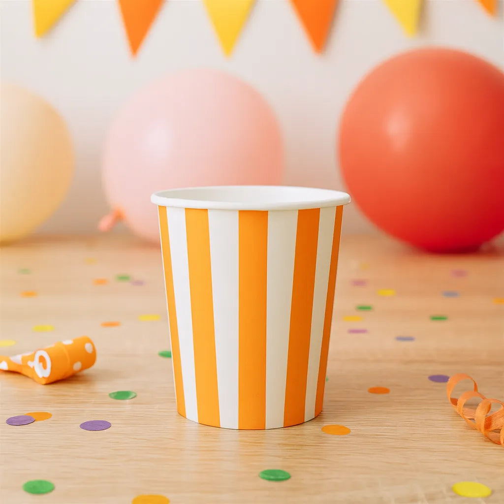 Gobelet Jetable Rayé Orange