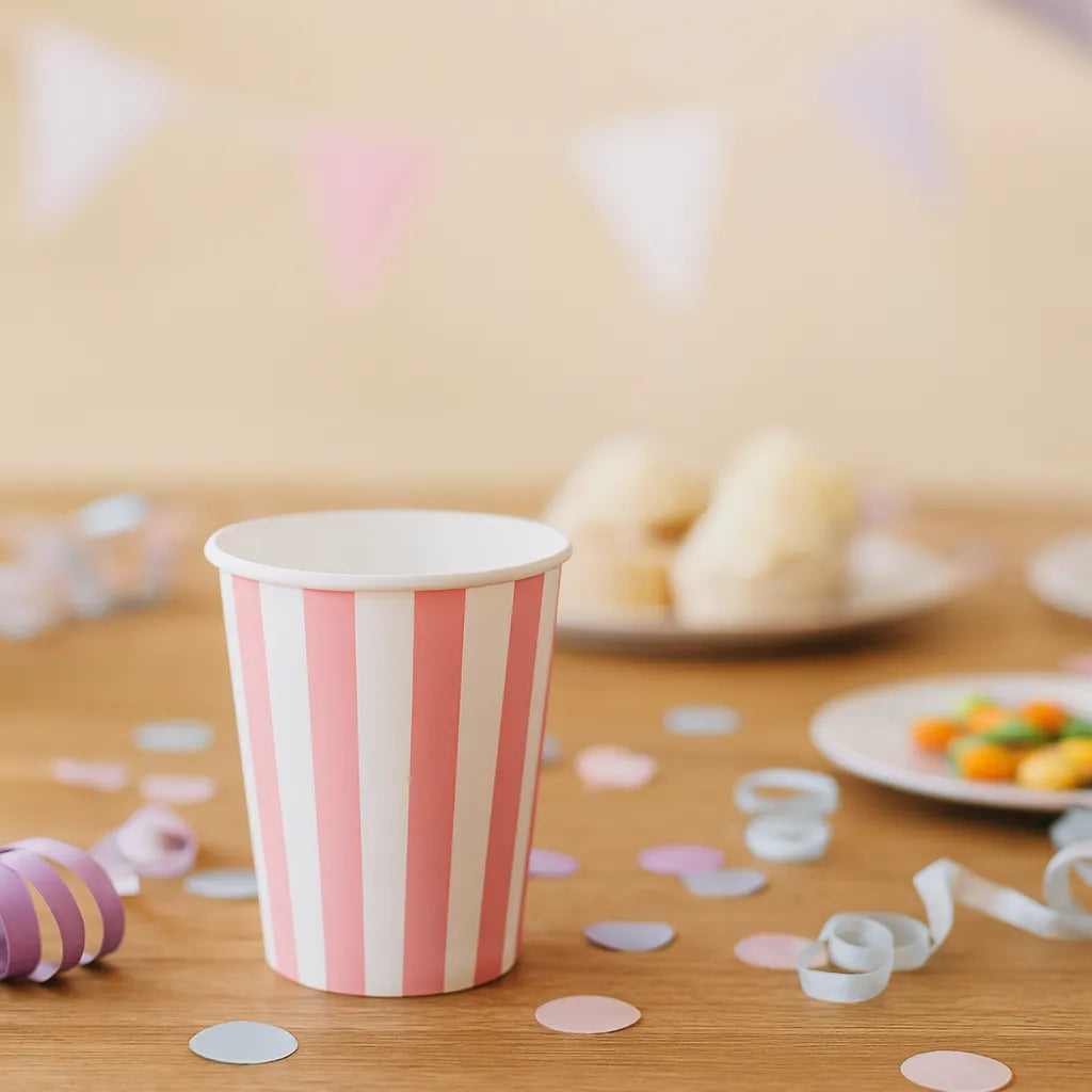 Gobelet Jetable Rayé Rose
