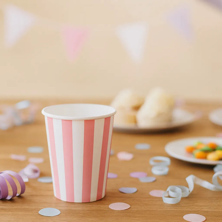 Gobelet Jetable Rayé Rose