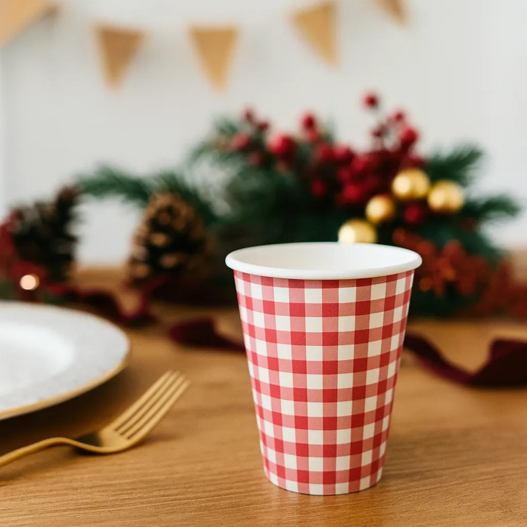 Gobelet Jetable carreaux Rouge