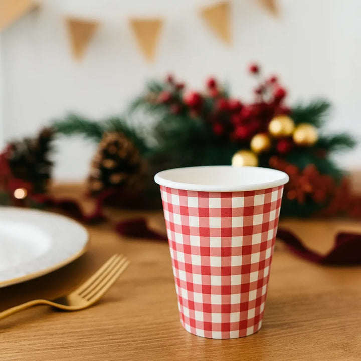 Gobelet Jetable carreaux Rouge