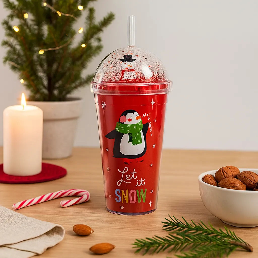 Gobelet Noël à Couvercle Rouge