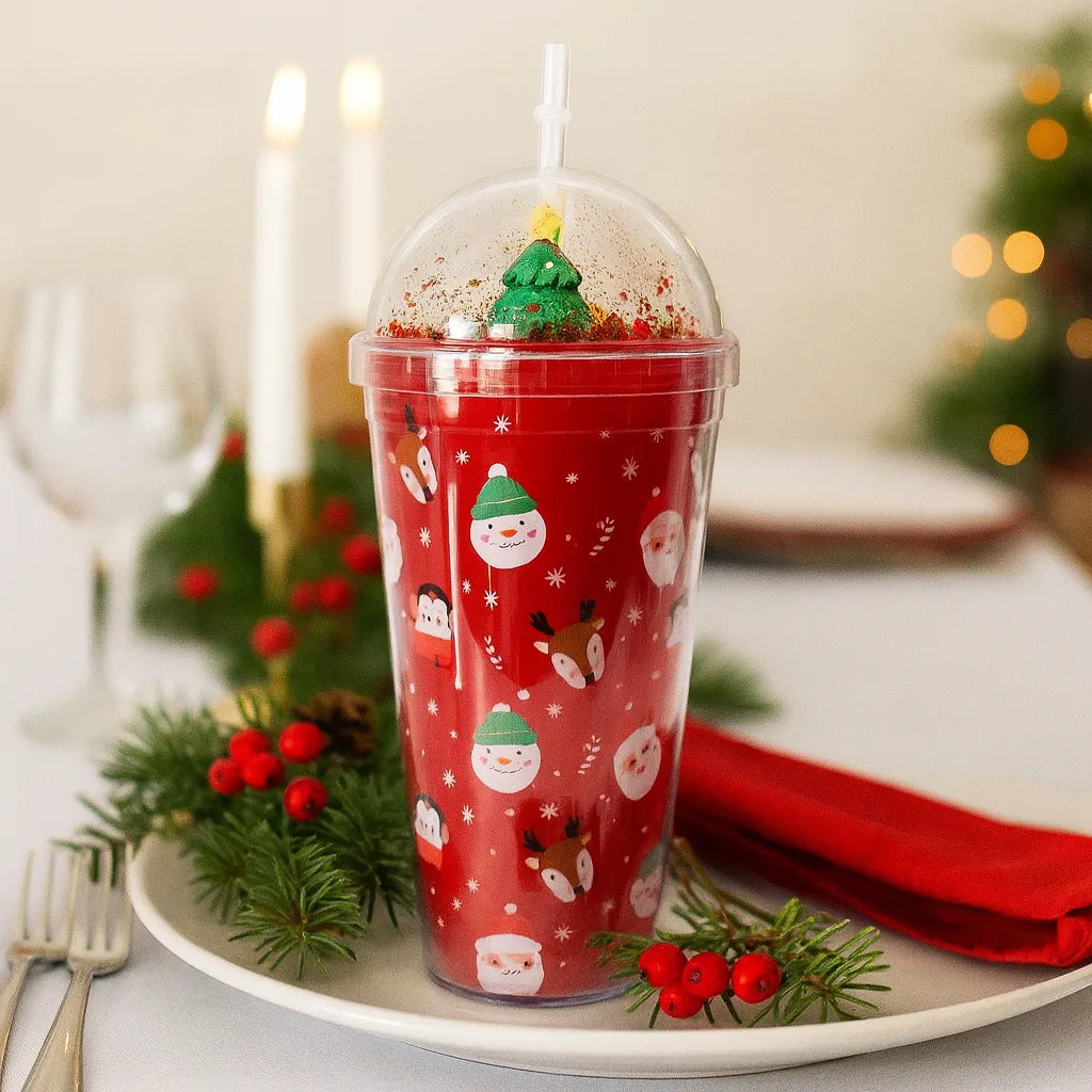 Gobelet Noël Réutilisable Rouge Festif