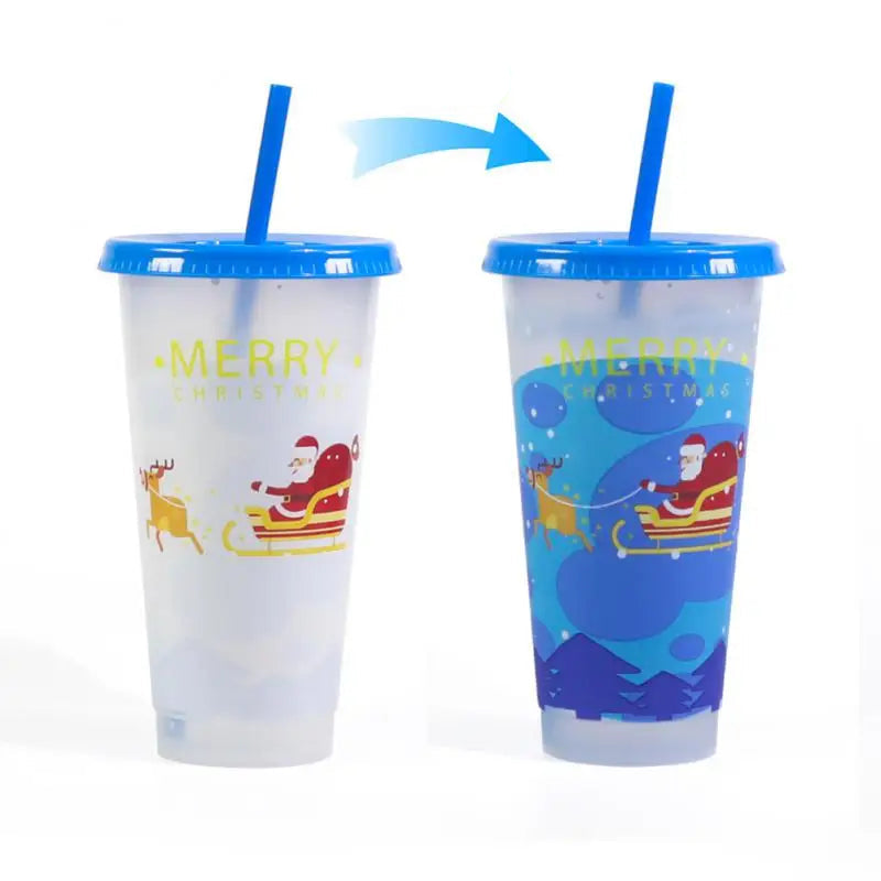 Gobelet Noël en Plastique Illustré Bleu Original