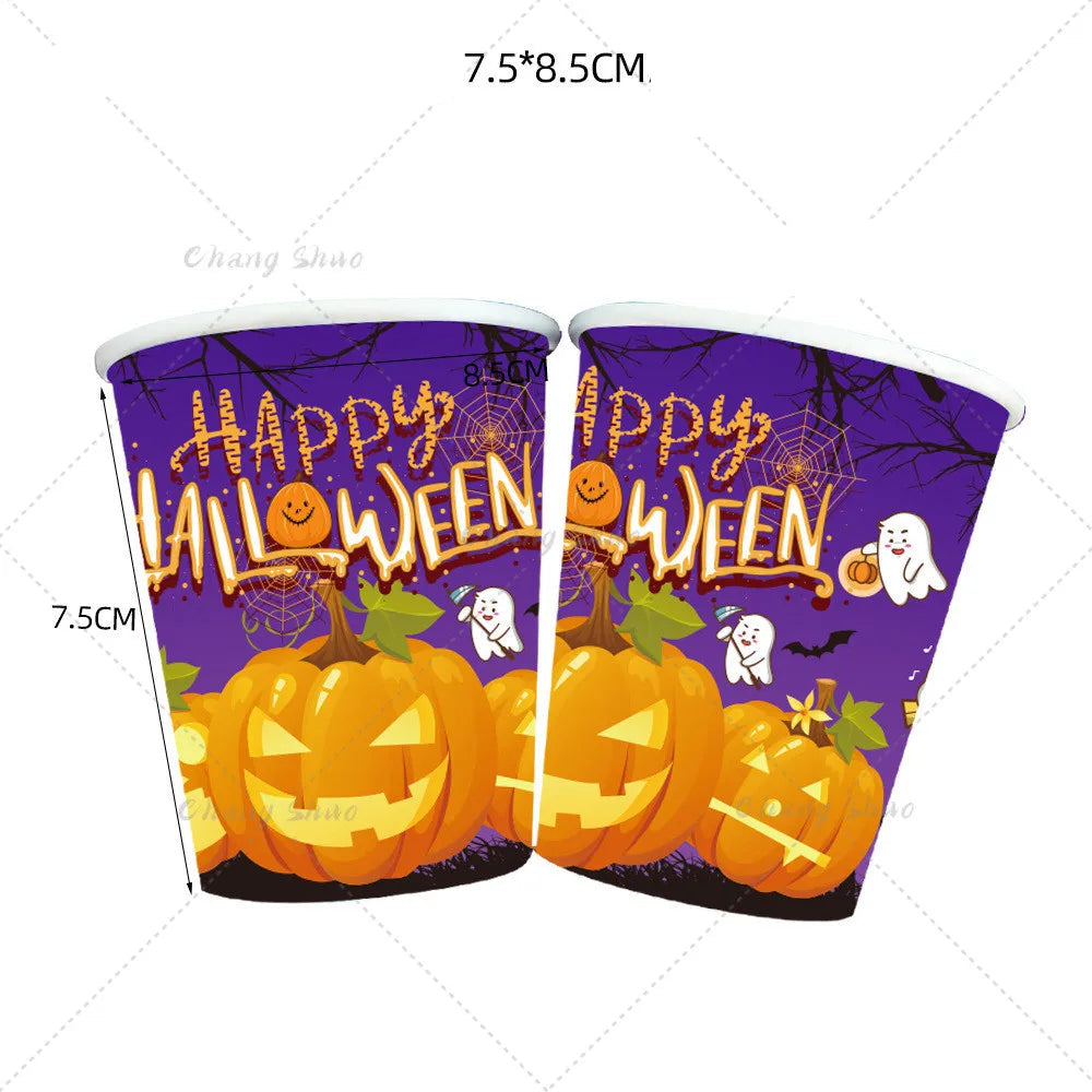 Gobelet happy halloween violet imprimé citrouilles