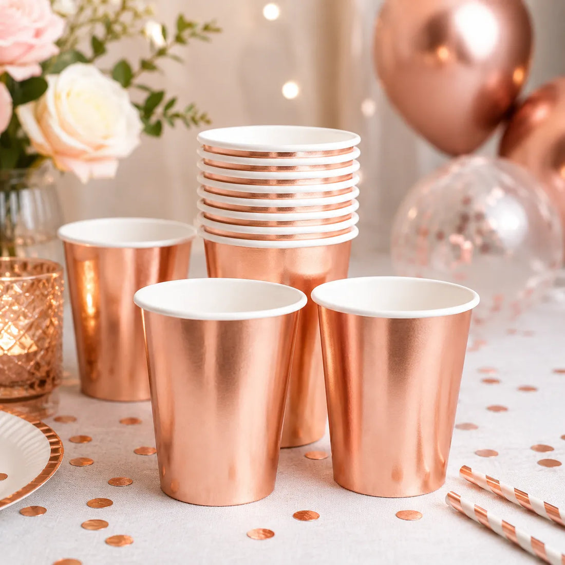 Gobelets Jetables Or Rose Brillant