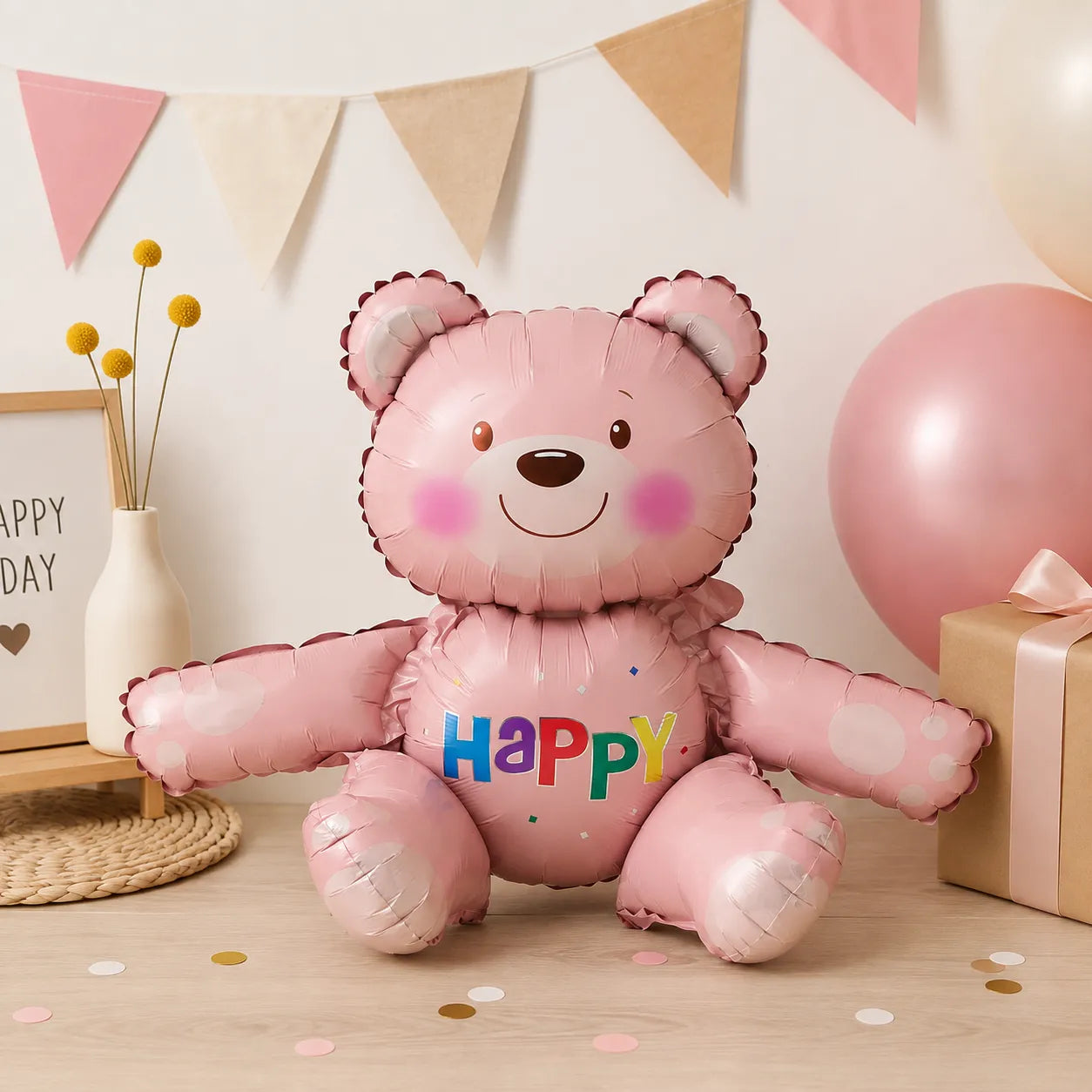 Grand Ballon Anniversaire Ours Mignon Rose Kawai