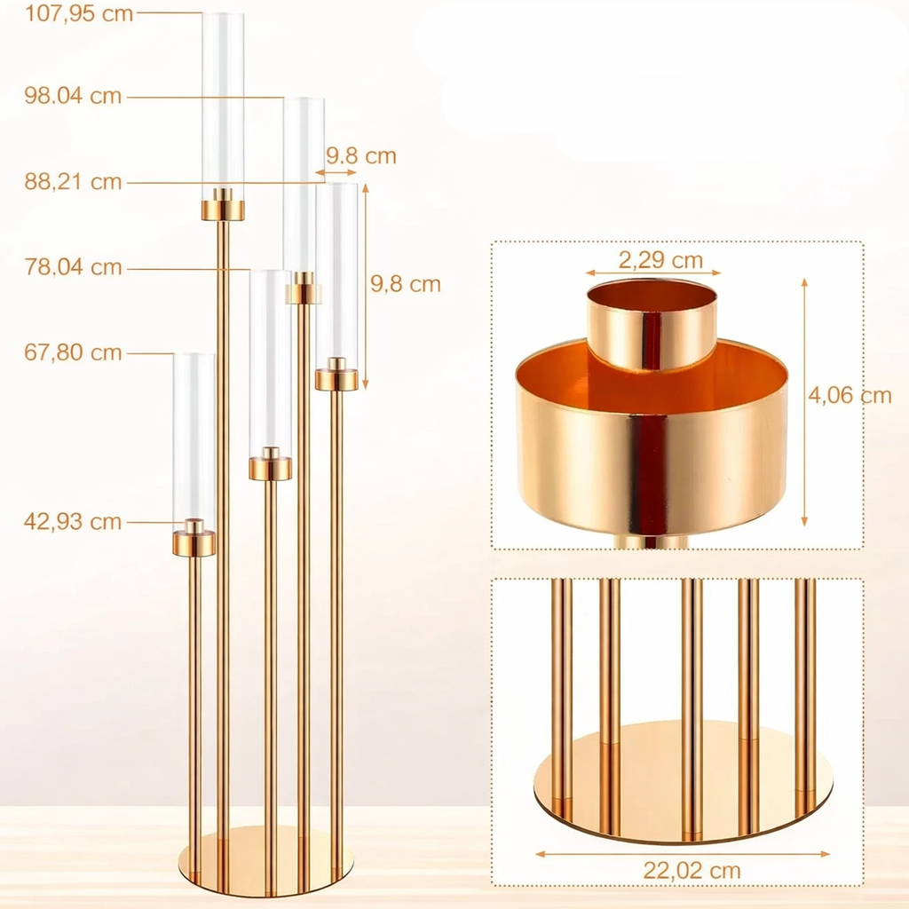 Grand Bougeoir Doré 5 Bras Dimensions