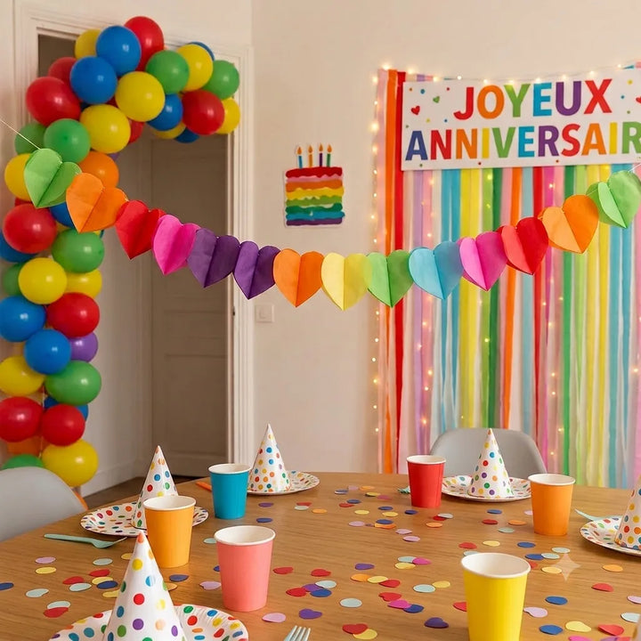 Guirlande Anniversaire Cœur en Papier Colorée