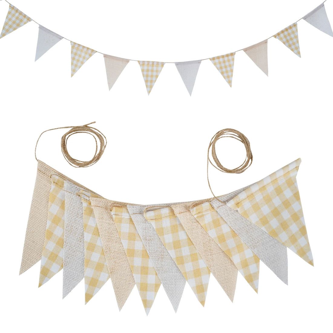 Guirlande Anniversaire Carreaux Beiges-Blancs Pratique