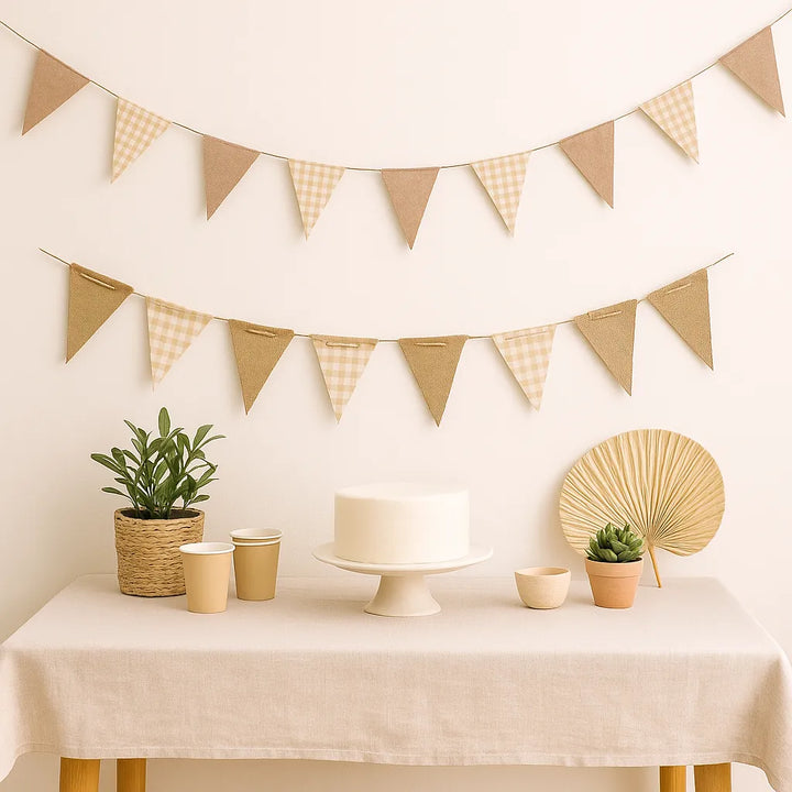 Guirlande Anniversaire Carreaux Beiges-Marrons