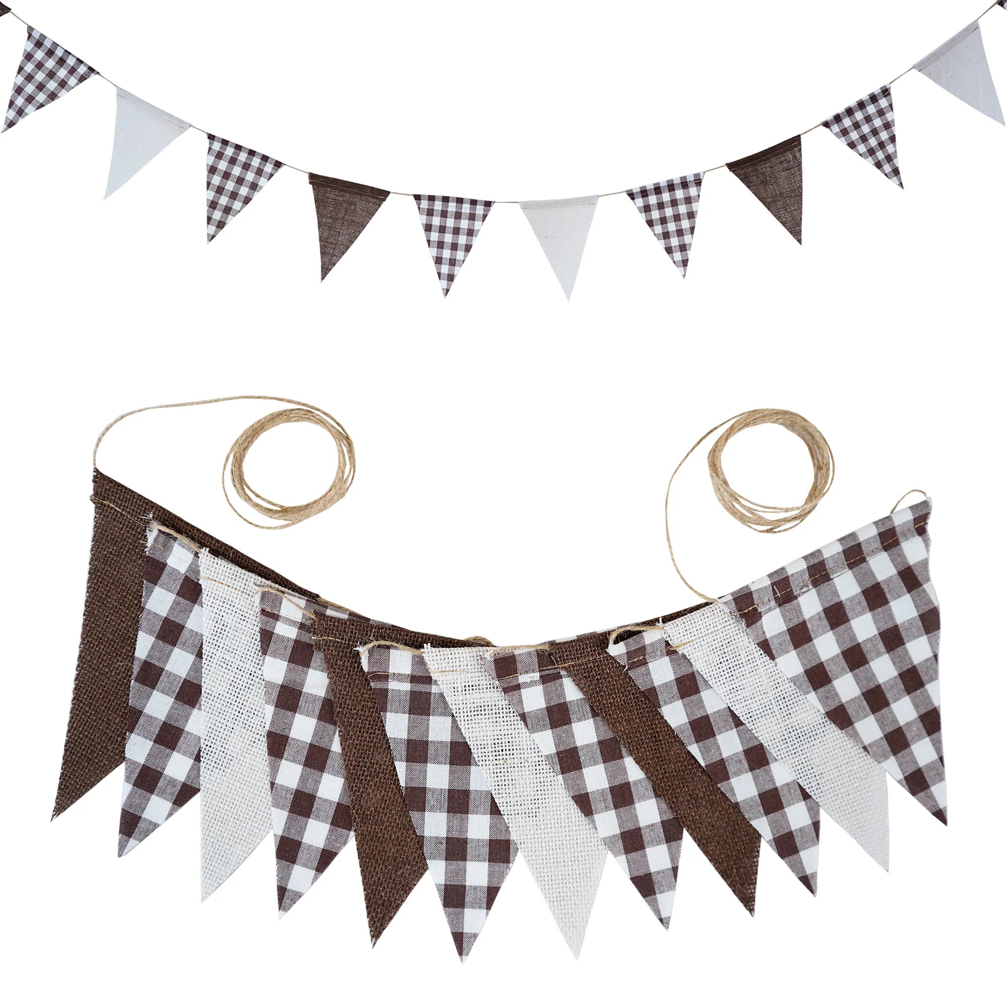 Guirlande Anniversaire Carreaux Marrons-Blancs Originale