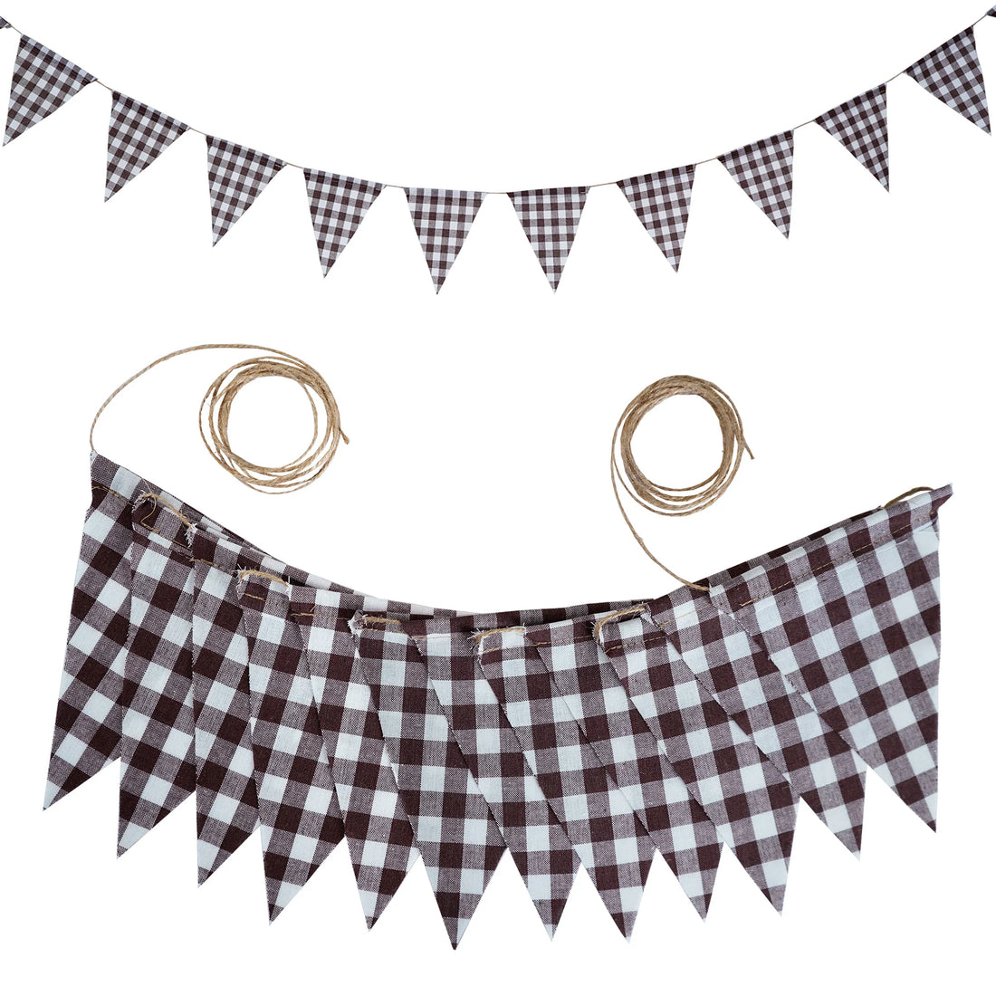Guirlande Anniversaire Carreaux Marrons Unique