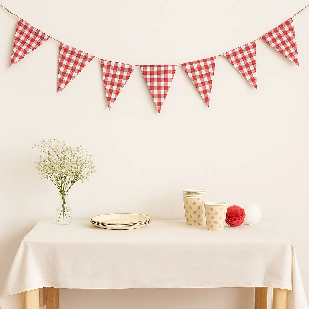 Guirlande Anniversaire Carreaux Rouges Vintage