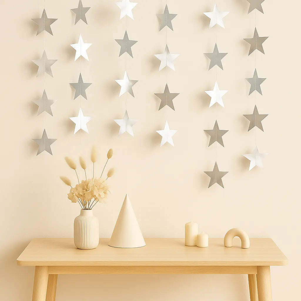 Guirlande Anniversaire Etoiles Argentée