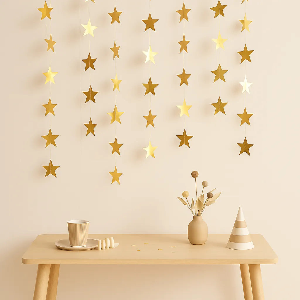 Guirlande Anniversaire Etoiles Dorées Design