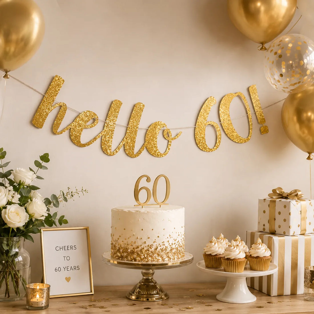 Guirlande Anniversaire Hello 60 raffiné