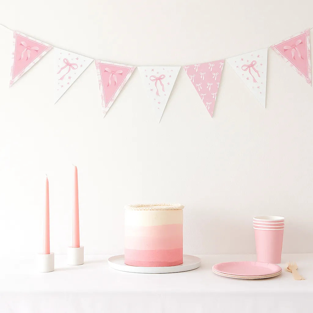 Guirlande Anniversaire Nœud Rose