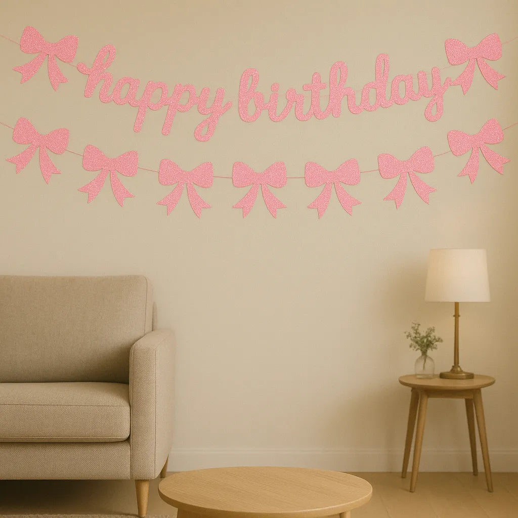Guirlande Anniversaire Nœud Rose Cool