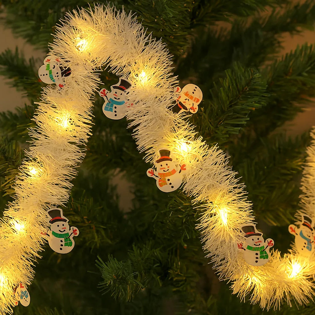 Guirlande Blanche Bonhomme de Neige à LED Chaud