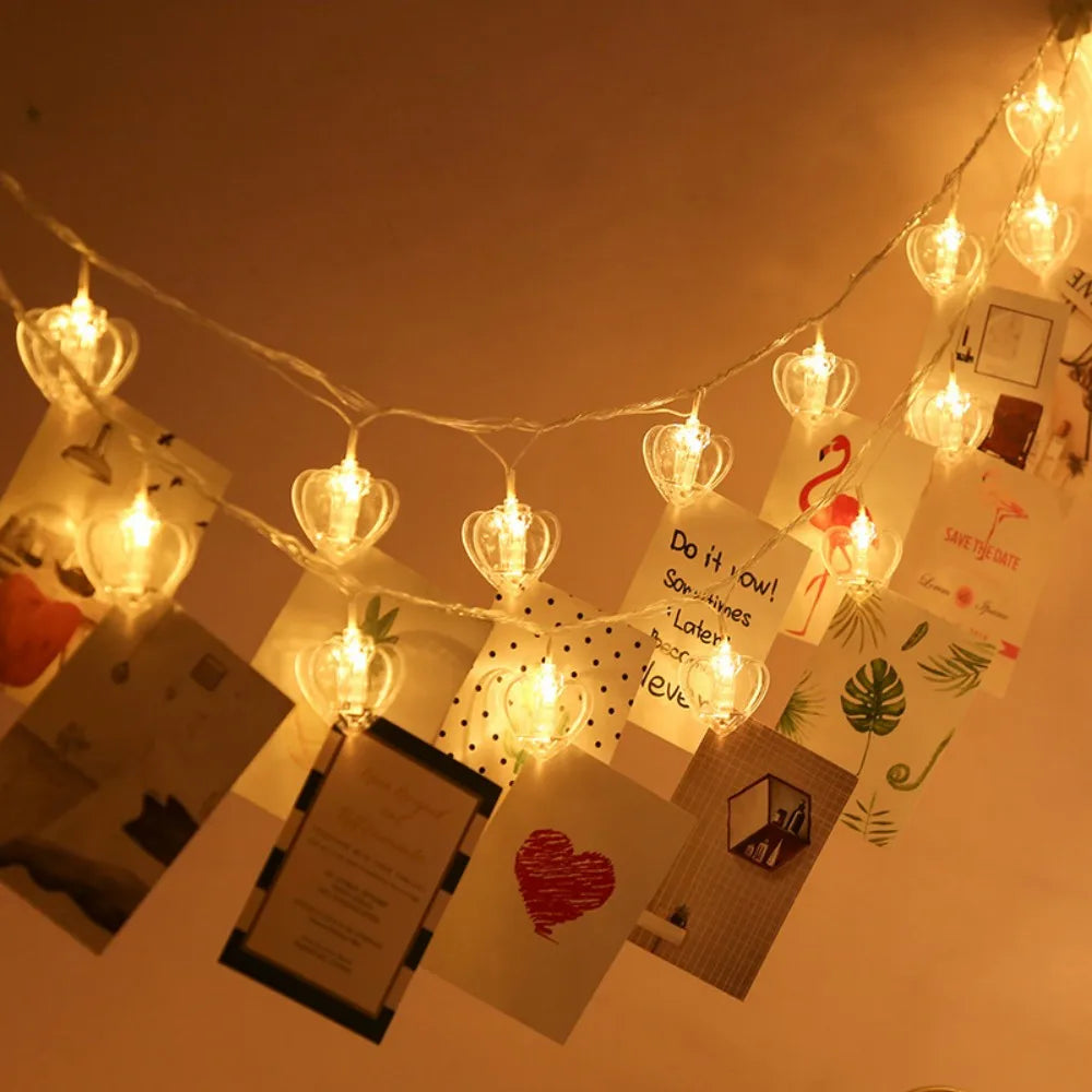 Guirlande à Clips Cœur Lumineux Chaud