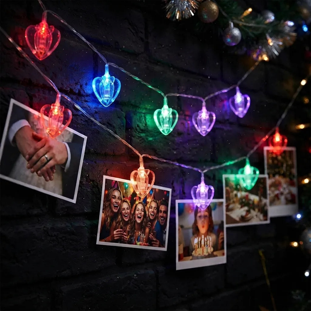 Guirlande à Clips Cœur Lumineux Multicolore Minimaliste