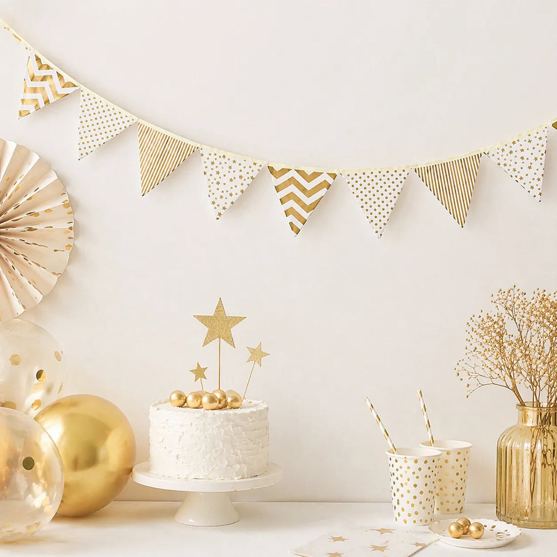 Guirlande Déco Blanc et Doré Chic