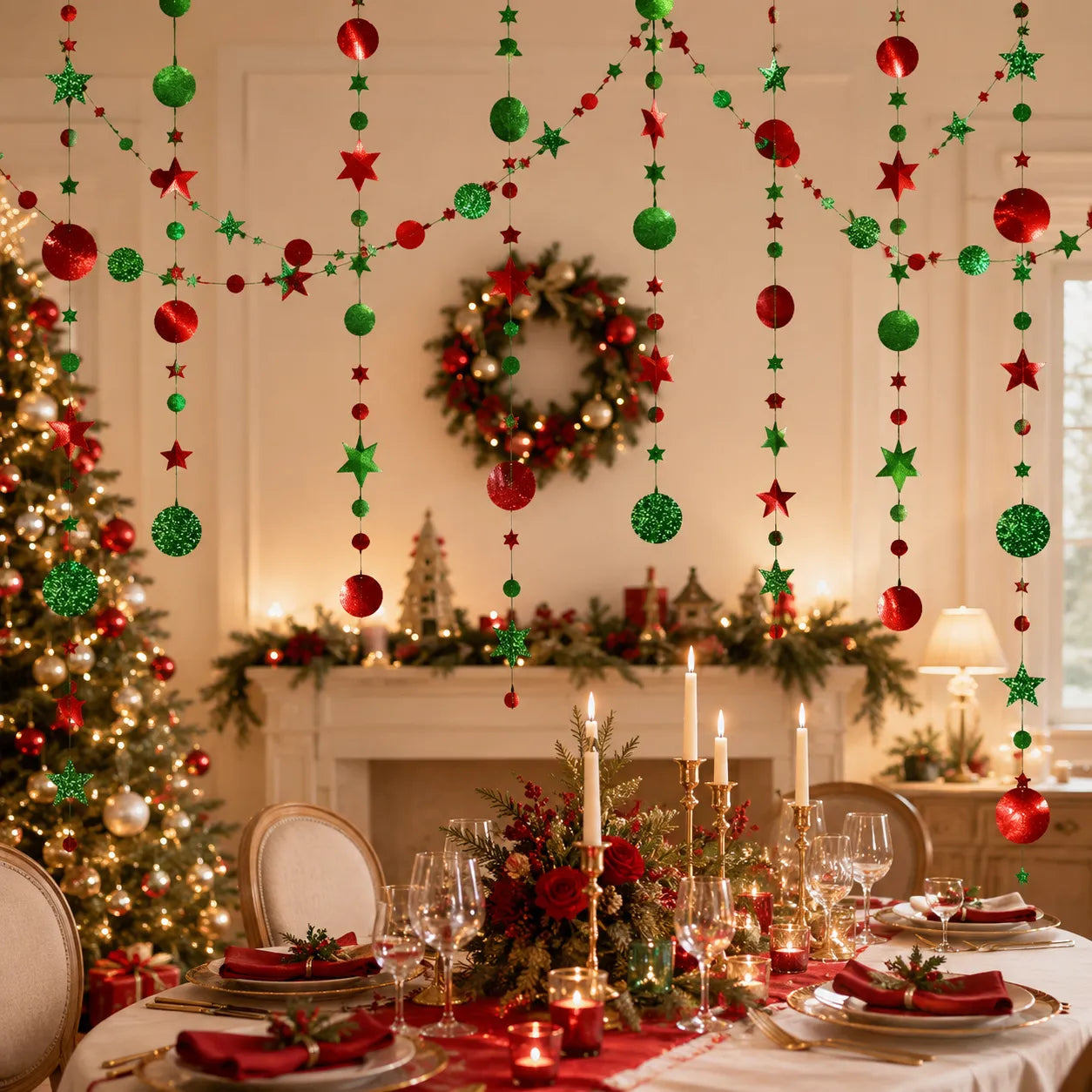 Guirlande Déco Rouge et Vert romantique