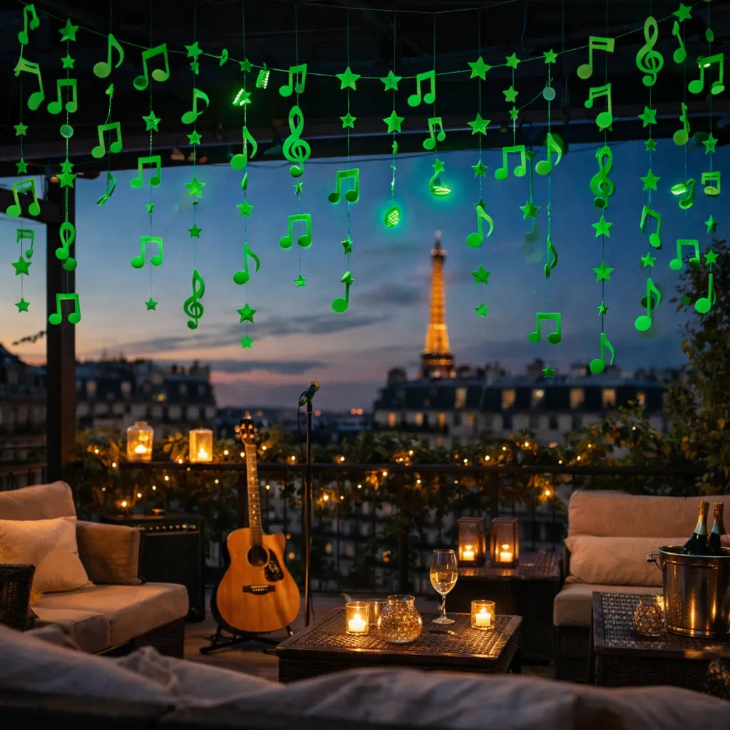 Guirlande Déco Verte Notes de Musiques Design