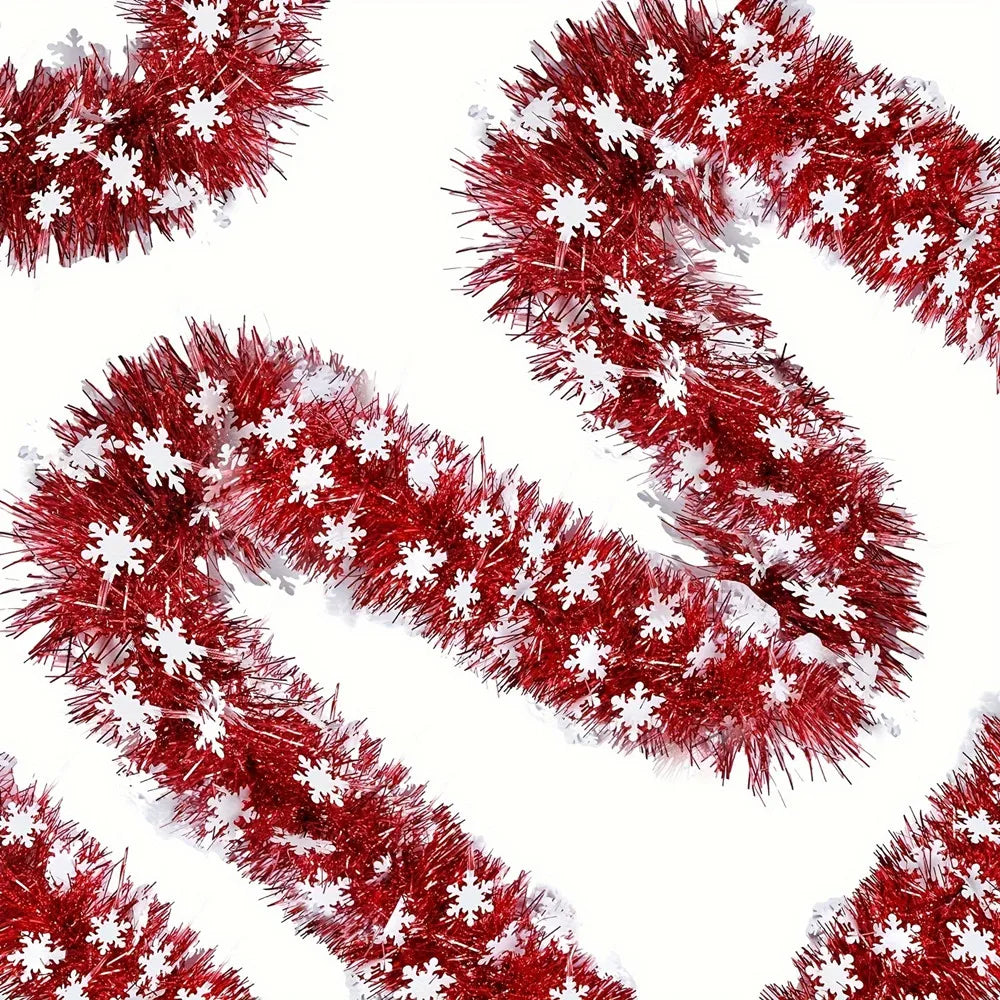 Guirlande Décorative Rouge à Flocons de Neige Stylé