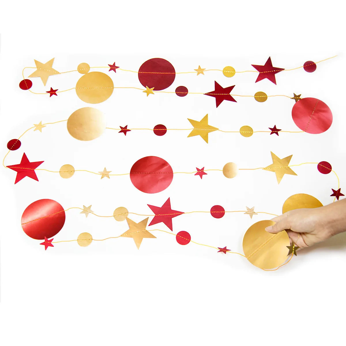 Guirlande Décorative Rouge et Doré luxe