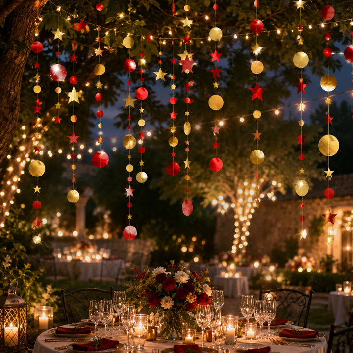 Guirlande Décorative Rouge et Doré romantique