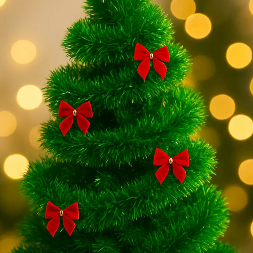 Guirlande Décorative Verte à Nœuds Rouges