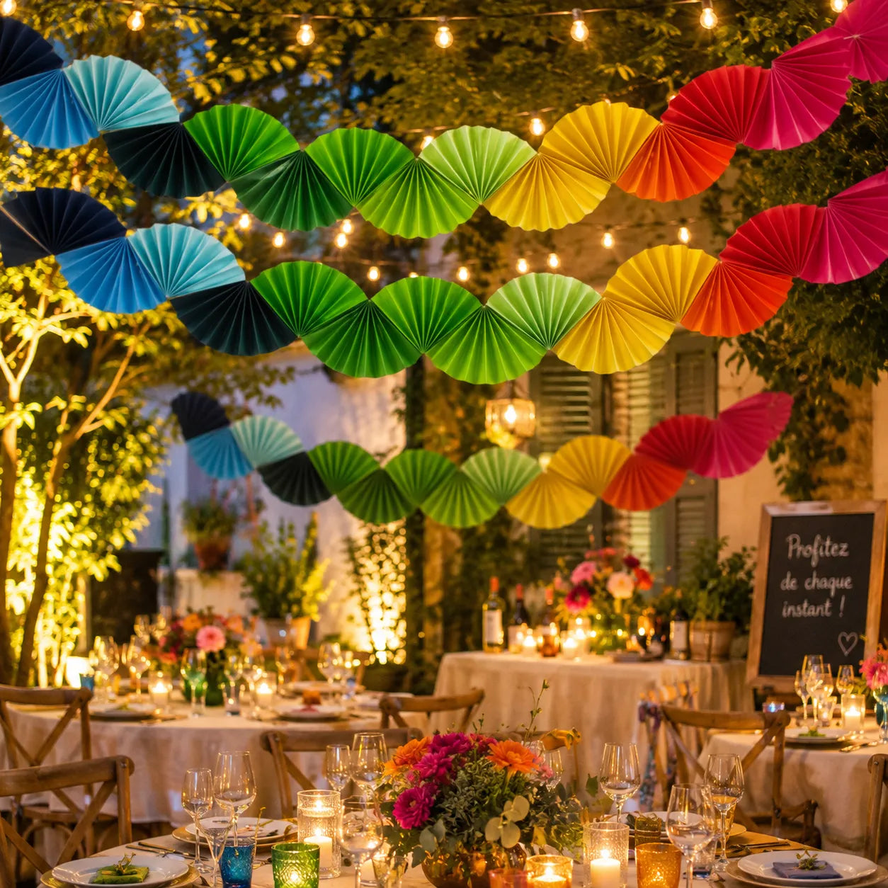 Guirlande Eventails Multicolores en Papier festif