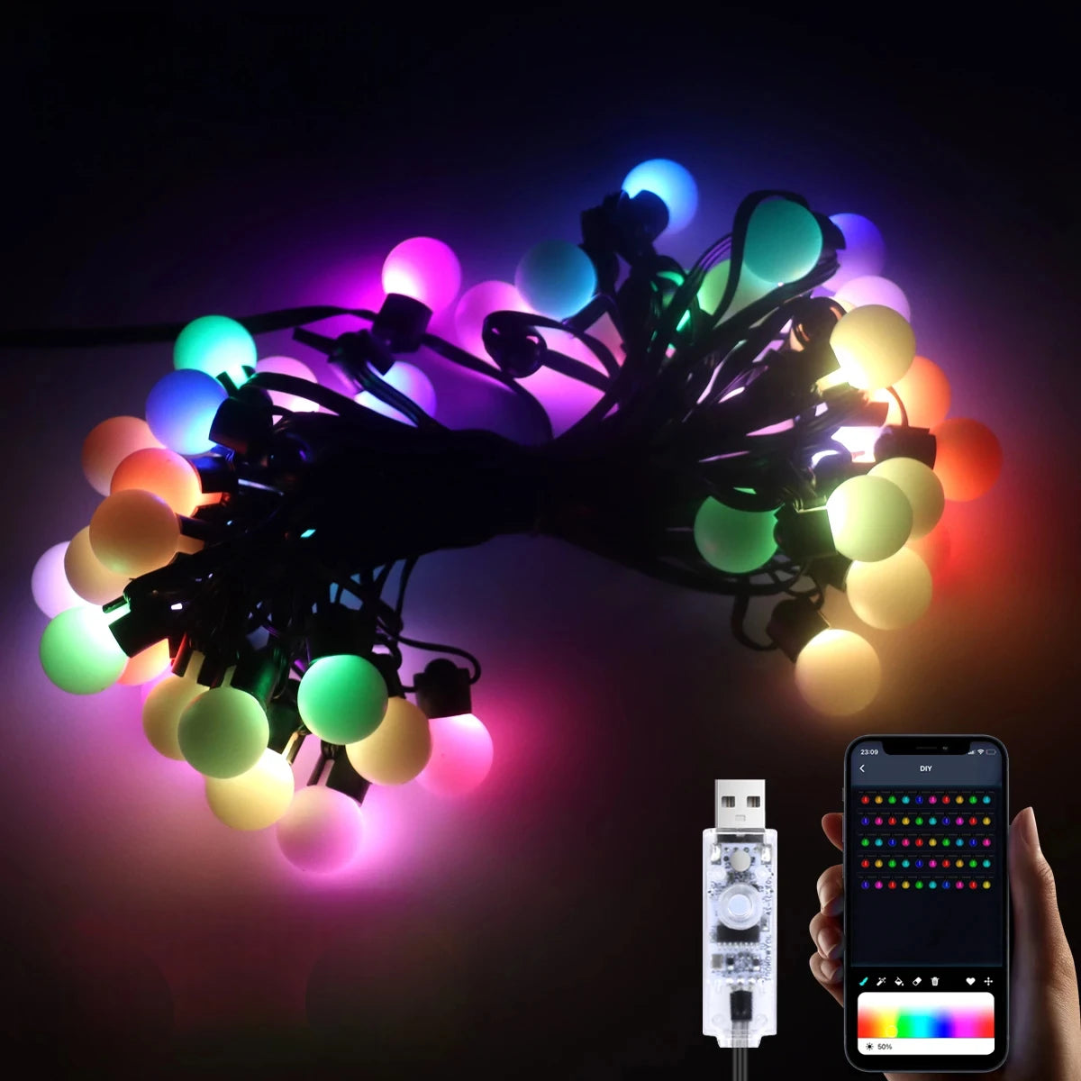 Guirlande Extérieure De Boules Colorées