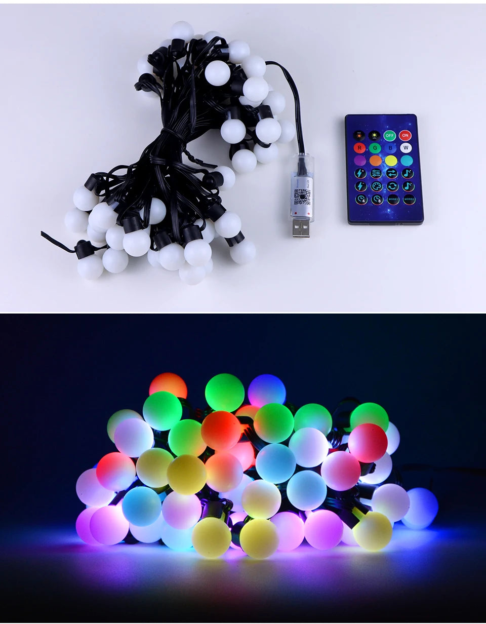 Guirlande Extérieure De Boules Colorées de qualité